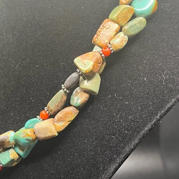 Artisan Stone Necklace Turquoise Color Jasper Pendant Sterling Silver Accents - Picture 5 of 13